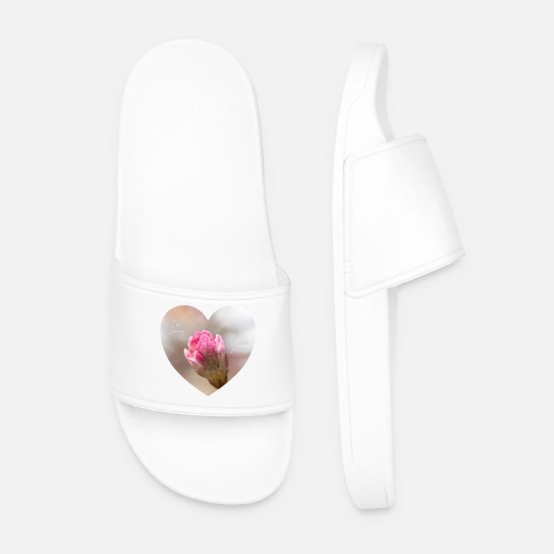Spring love a pink blossom heart - Men’s Pool Sliders - white