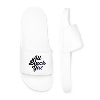 All Black Ya Neon Stripe Font - Men’s Pool Sliders - white - Front