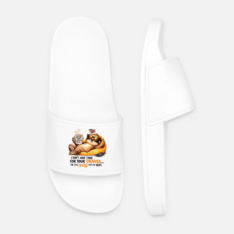 Sloth Coffee Lounge Drama - Männer Badelatschen - Weiß