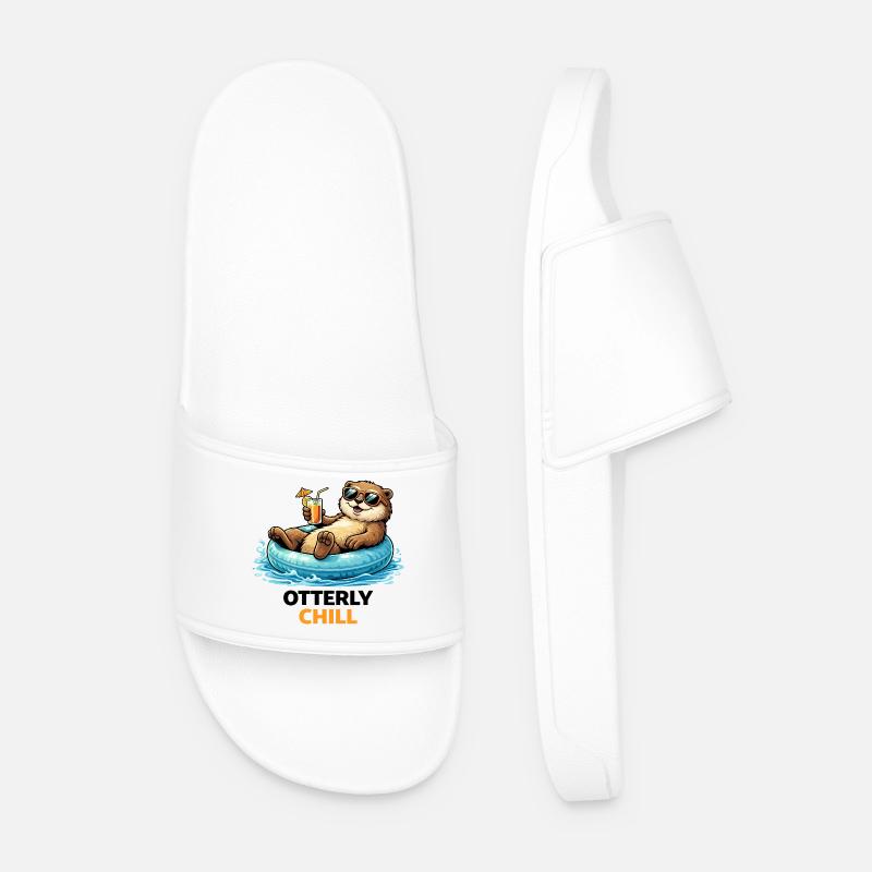 Chill Bear on Inflatable Paradise - Men’s Pool Sliders - white