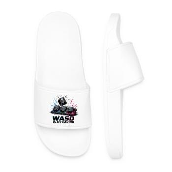 Funny Gaming Keyboard WASD My Cardio Gamer - Men’s Pool Sliders - white - Front