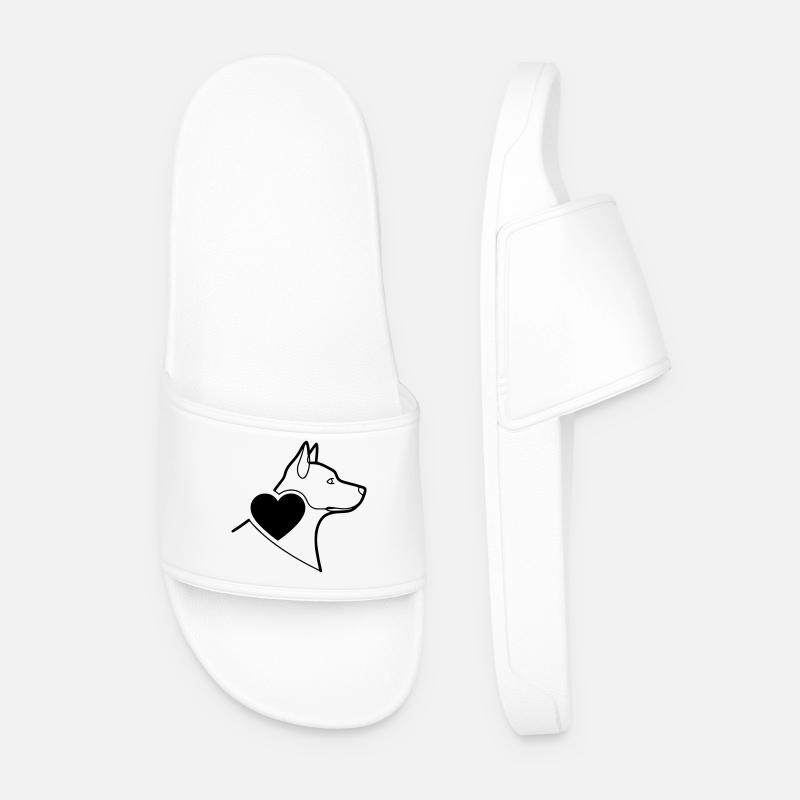 German Shepherd Heart Filled Minimal - Men’s Pool Sliders - white
