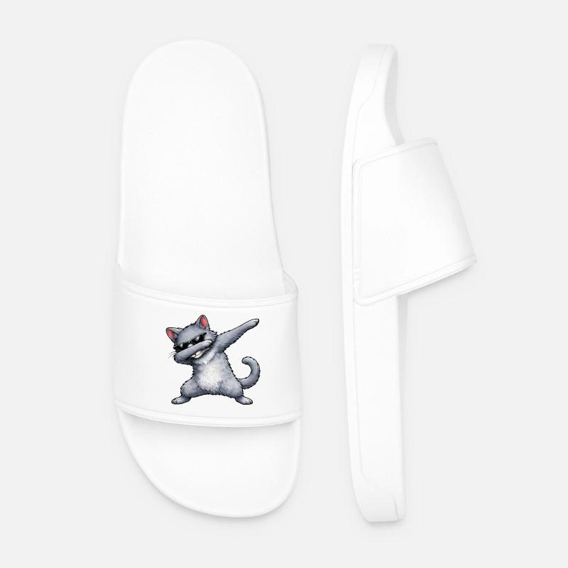 Dabbing Russian Blue - Men’s Pool Sliders - white