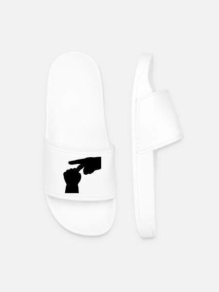 Minimalistisches Kunst-T-Shirt – Human Touch Hand - Männer Badelatschen - Weiß
