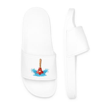 Water Anger Pungle with Wooden Stick - Men’s Pool Sliders - white - Front