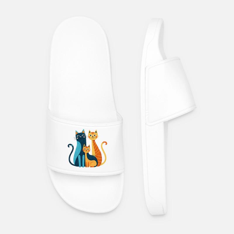 Bright Cat Trio: Modern Whimsy - Men’s Pool Sliders - white