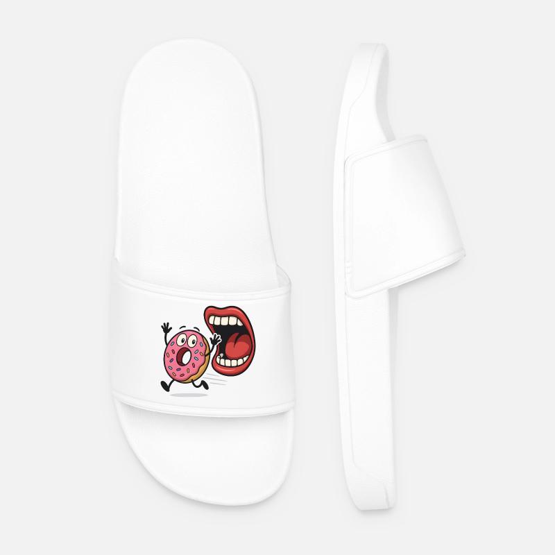 Running Donut Humor - Men’s Pool Sliders - white