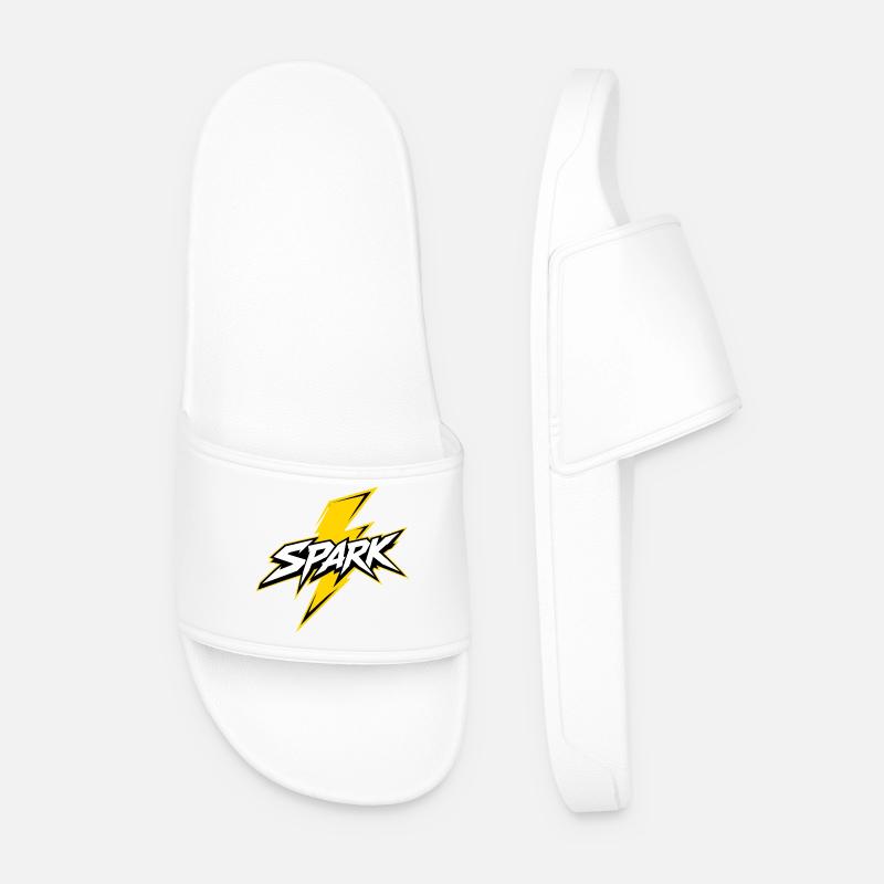 Spark Blitz Comic Logo - Men’s Pool Sliders - white