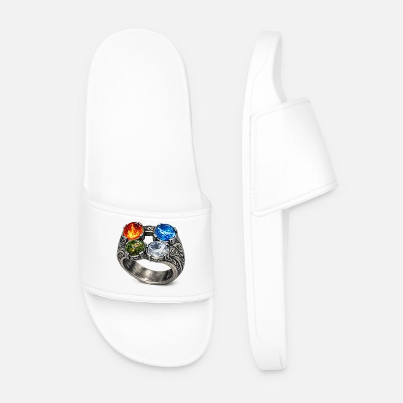 Four Elements Ring with Gemstones - Men’s Pool Sliders - white