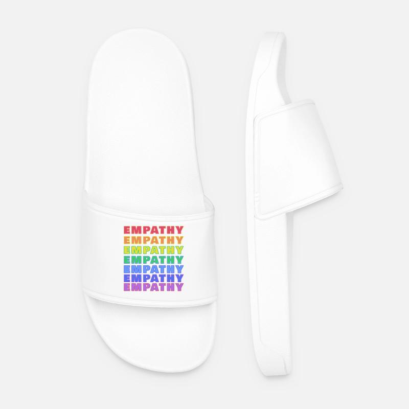Empathy Rainbow Print - Men’s Pool Sliders - white