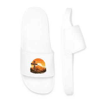 Motif religieux de la Croix du christianisme - Claquettes Homme - blanc - Devant