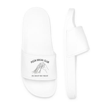 Pizza Social Club T-Shirt Gift Idea Style - Men’s Pool Sliders - white - Front