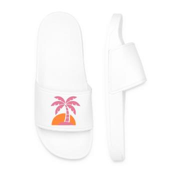 Retro Palm Tree Sunset - Men’s Pool Sliders - white - Front