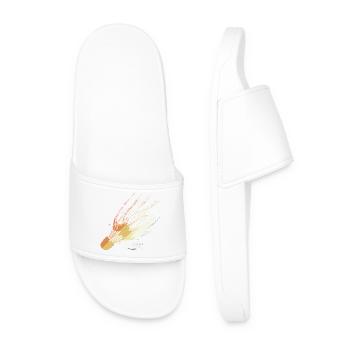 Retro Shuttlecock Line Art - Men’s Pool Sliders - white - Front