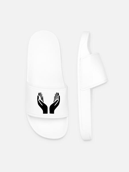 Open Hands Hand Gesture - Men’s Pool Sliders - white