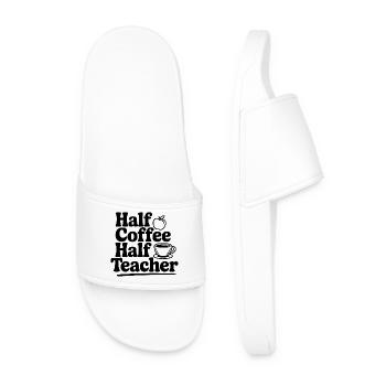 Half Coffee Half Teacher - Men’s Pool Sliders - white - Front