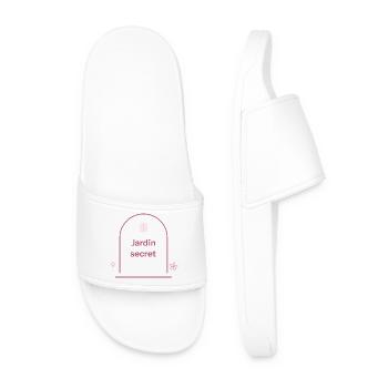 Secret Garden — Minimalist floral - Men’s Pool Sliders - white - Front