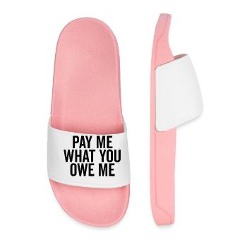 Pay Me What You Owe Me - Men’s Pool Sliders - light pink - Front
