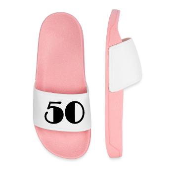 50. 50 YEARS. 50th ANNIVERSARY. 50 YEARS ANNIVERSARY - Men’s Pool Sliders - light pink - Front