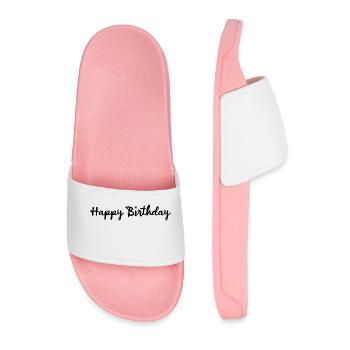 HAPPY BIRTHDAY. HAPPY BIRTHDAY. ANNIVERSARY. - Men’s Pool Sliders - light pink - Front