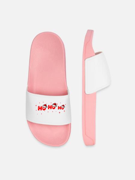 Ho Ho Ho Santa Lettering - Men’s Pool Sliders - light pink