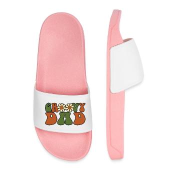 Retro Groovy Dad Matching Family Baby Shower - Men’s Pool Sliders - light pink - Front