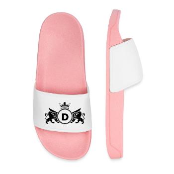 letter D coat of arms - Men’s Pool Sliders - light pink - Front