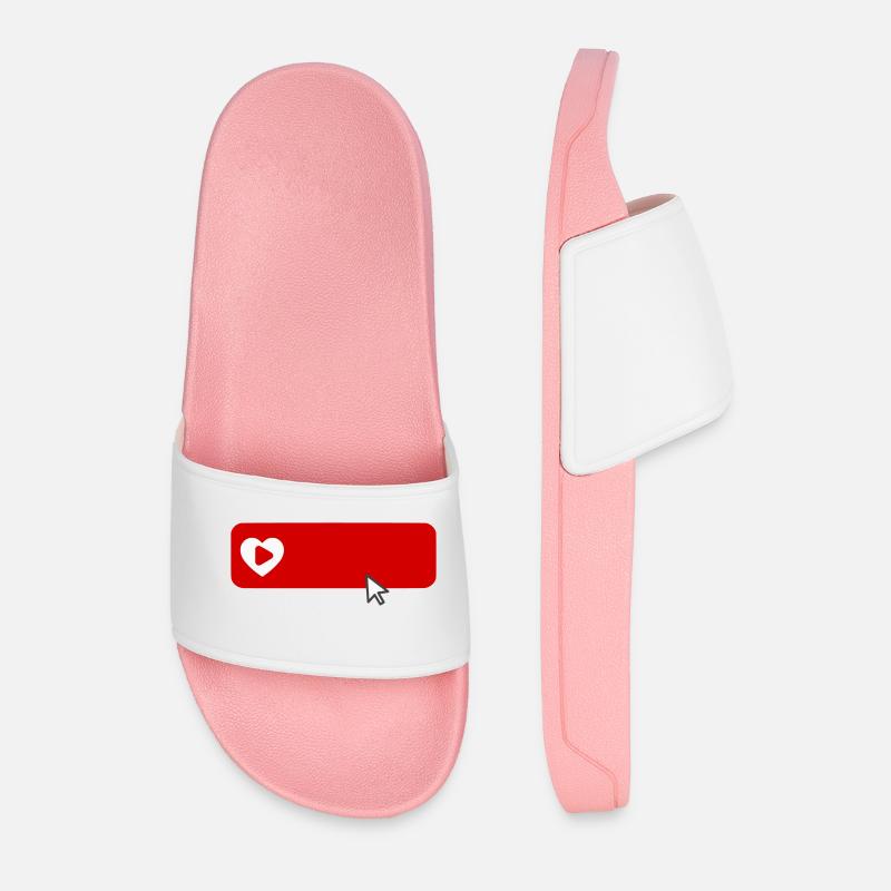 Cool YouTube Inspired Subscribe Flat Icon - Men’s Pool Sliders - light pink