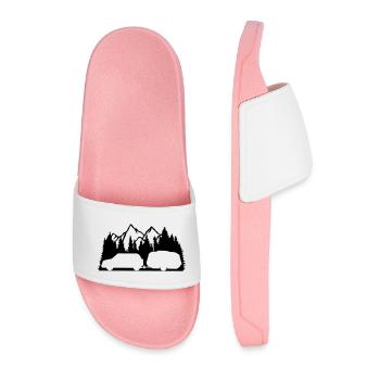forest mountains fir mountains caravans - Men’s Pool Sliders - light pink - Front