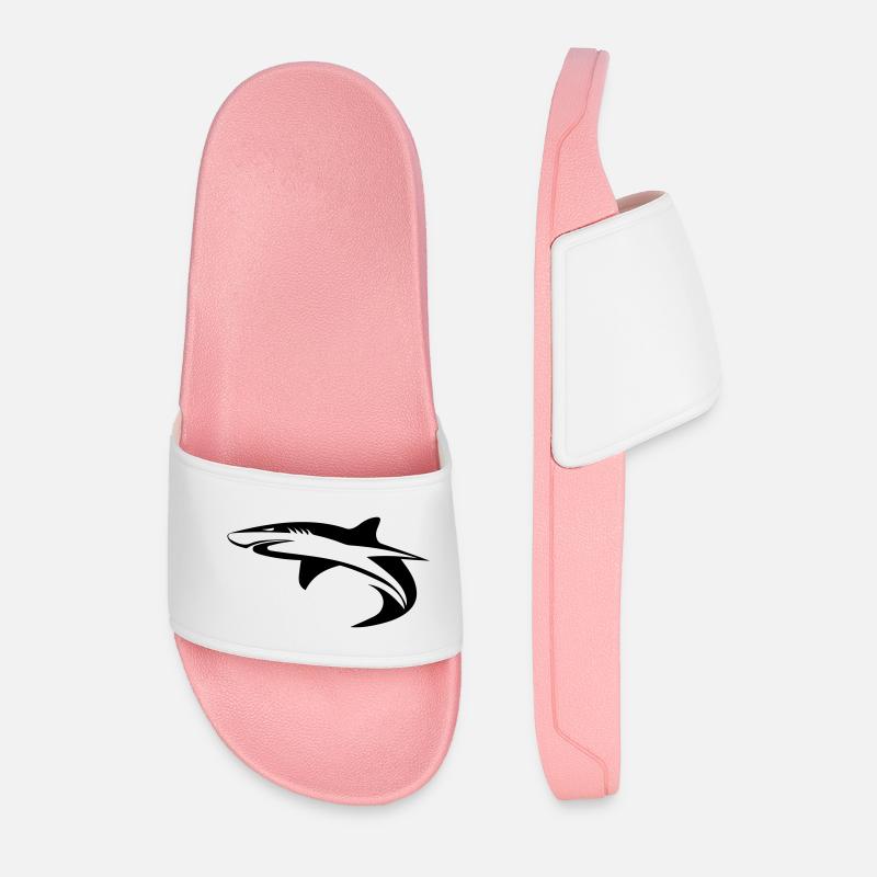 Shark - vector geometry design - Men’s Pool Sliders - light pink