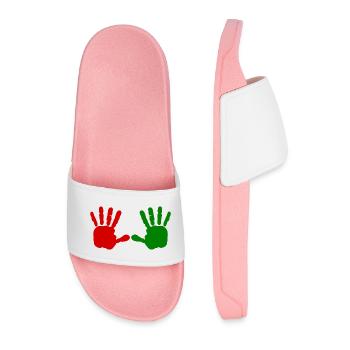 Iran - Red hand - blood hand - BLOODY HAND - Men’s Pool Sliders - light pink - Front