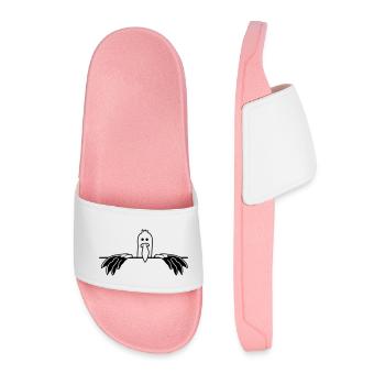 funny sign curious moeve - Men’s Pool Sliders - light pink - Front