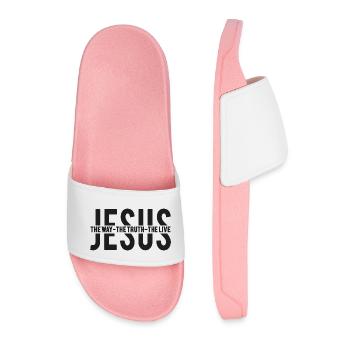 Jesus, the way, the truth, the live - Claquettes Homme - rose clair - Devant