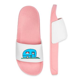 caravan. winnow. CAMPING CAR. camping. summer. humor. - Men’s Pool Sliders - light pink - Front