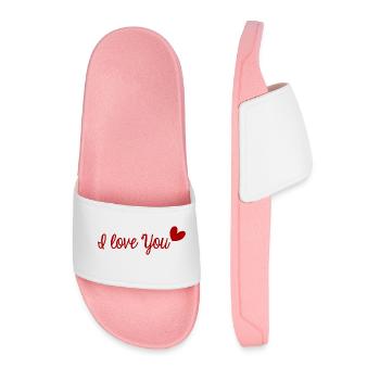 I LOVE YOU. SAINT VALENTIN. EVJF. JE T'AIME. - Claquettes Homme - rose clair - Devant