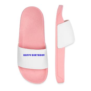 HAPPY BIRTHDAY. HAPPY BIRTHDAY. ANNIVERSARY. - Men’s Pool Sliders - light pink - Front