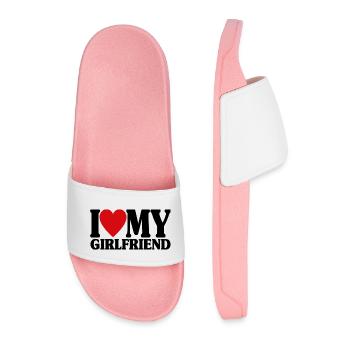 J’aime ma petite amie assortie au cadeau de la Saint-Valentin - Claquettes Homme - rose clair - Devant