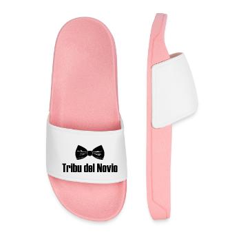 Tribu del Novio Groom's Tribe Wedding Groomsmen - Men’s Pool Sliders - light pink - Front