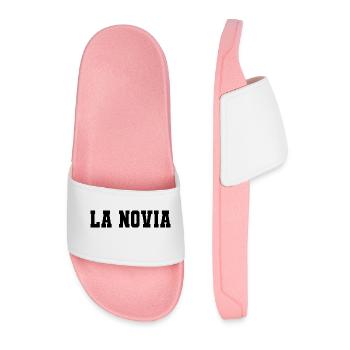 La Novia Girlfriend Engagement Wedding Gift - Men’s Pool Sliders - light pink - Front
