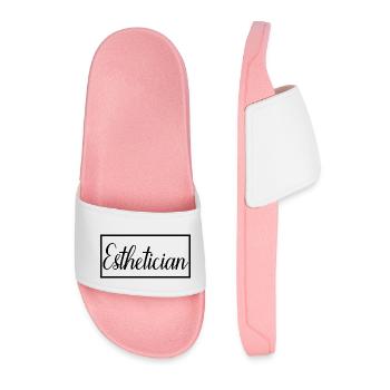 Esthetician Proud Graduated Esthetician Gift - Men’s Pool Sliders - light pink - Front