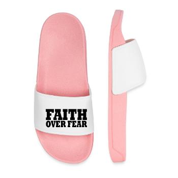 Faith over fear - Men’s Pool Sliders - light pink - Front