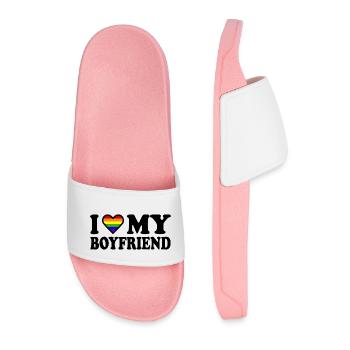 I love my boyfriend - Men’s Pool Sliders - light pink - Front