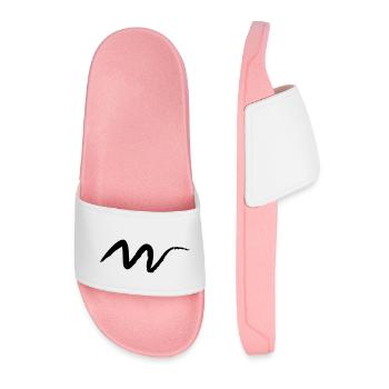 Cool curves brushstroke graffiti line - Men’s Pool Sliders - light pink - Front