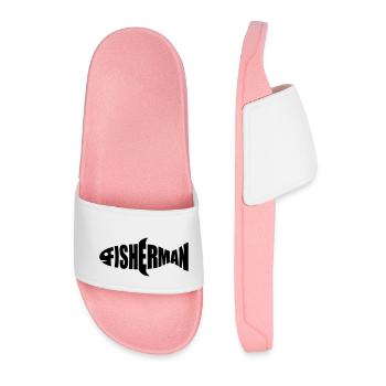 fisherman logo fisherman sea boat angler sport - Men’s Pool Sliders - light pink - Front