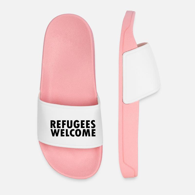 refugees welcome - Männer Badelatschen - Hellrosa