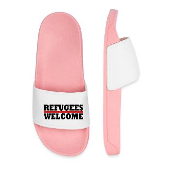 refugees welcome - Männer Badelatschen - Hellrosa - Vorne