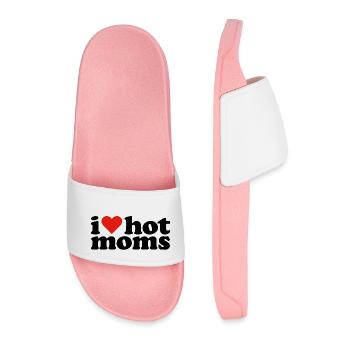 I Love Hot Moms - Men’s Pool Sliders - light pink - Front