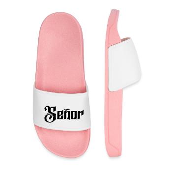 Señor Engagement Groom To Be Wedding Party - Men’s Pool Sliders - light pink - Front