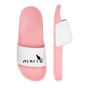 Yes We Cat funny cat saying - Men’s Pool Sliders - light pink - Front