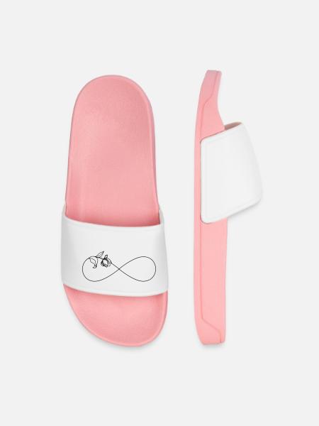 Simple infinity symbol Infinity with flower - Men’s Pool Sliders - light pink